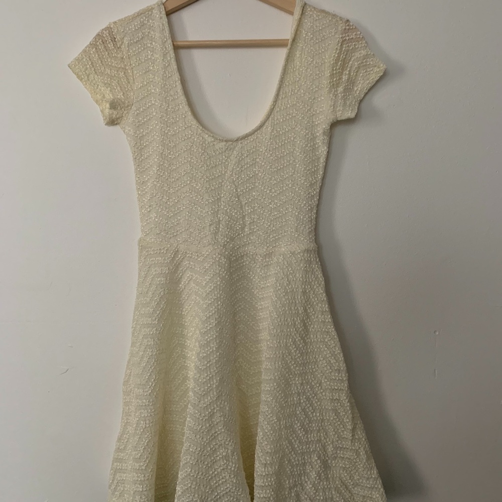 Sparkle & Fade Cream Scoop Neck Skater Dress